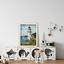 Hand Painted Oil Paint by Numbers DIY Lighthouse Drawing Wall Decoration Gift