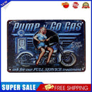Rectangular Retro Metal Tin Sign Metal Painting Motorcycle with Girl Decor