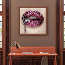 5D DIY Diamond Painting Full Round Drill Diamond Art Lips Wall Decor Rhines