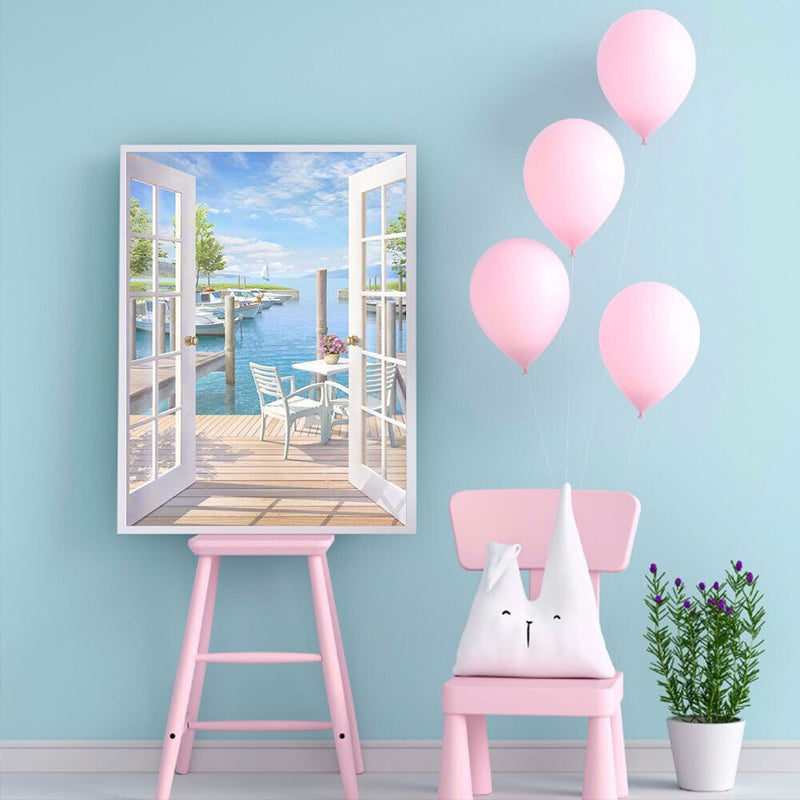 Drawing Paintwork Outside Door Seascape Home Room Decor 40x50cm Without Frame