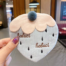 Corduroy Hair Clips Cute Hairpins Korean Strawberry Barrettes for Women Girls