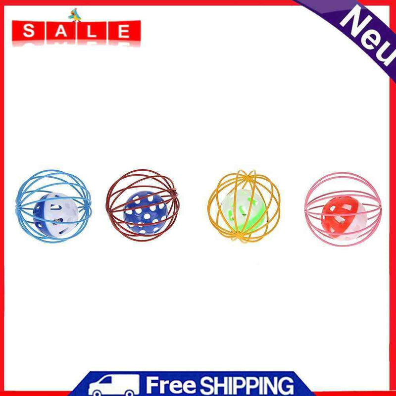 6.5cm Pet Rolling Cage Ball for Cat Artificial Feather Interactive Teasing Toys
