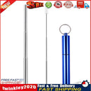 3pcs Portable Steel Telescopic Reusable Drinking Straw with Brush (Blue) Newly