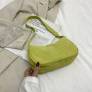 Fashion Women Corduroy Shoulder Underarm Bag Solid Color Handbags (Green)