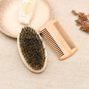 Soft Boar Bristle Wood Beard Brush Men Mustache Shaving Comb Kit with Bag Newly