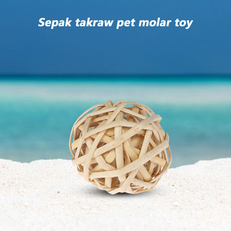 Small Animal Chew Grass Ball Pet Hamster Molar Tooth Clean Balls (Rattan)