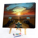 Frameless Oil Paint By Numbers Dusk Motorcycles DIY Canvas Picture Craft