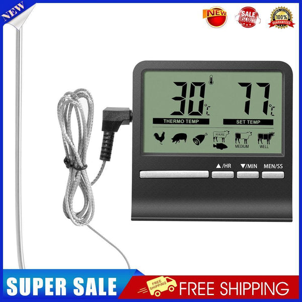 Digital Kitchen Food Thermometer Probe Meter Oven Meat Cooking Alarm Timer