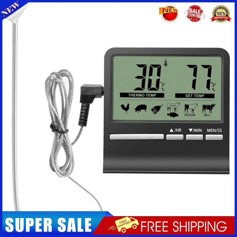 Digital Kitchen Food Thermometer Probe Meter Oven Meat Cooking Alarm Timer