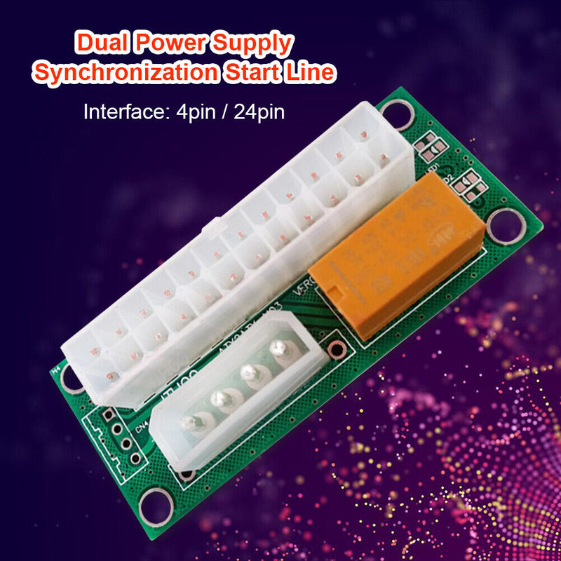 24 Pin to 4 Pin Power Supply Dual Cable Synchronous Starter Extender Card