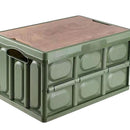 Folding Car Trunk Storage Box Wooden Lid Outdoor Camping Fishing Organizer Box
