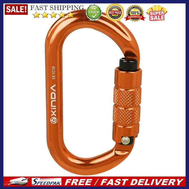 25KN O Shape Safety Auto Master Lock Carabiner Rock Climbing Buckle (Orange