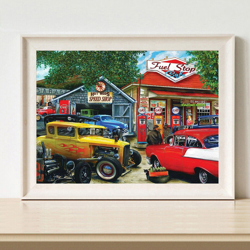 Oil Paint By Numbers Picture DIY Drawing Street Car Painting Kit Artwork