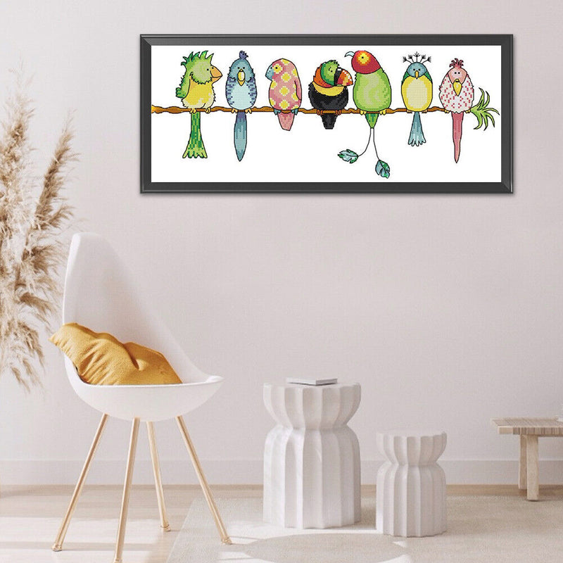 Full Cross Stitch 11CT Colorful Parrots Counted Embroidery DIY Needlework