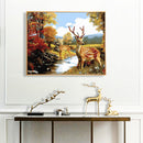 Deer by the Creek Oil Paint By Numbers DIY Canvas Wall Art Picture Craft Decor
