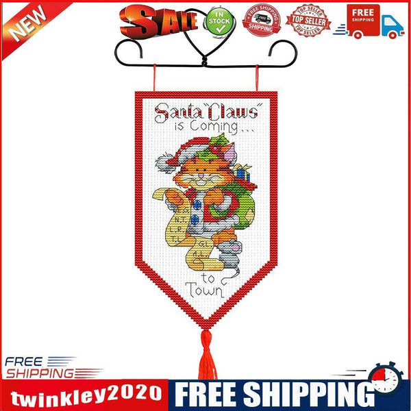 Christmas Banner Pendant 14CT Stamped Cross Stitch Needlework Set (016)