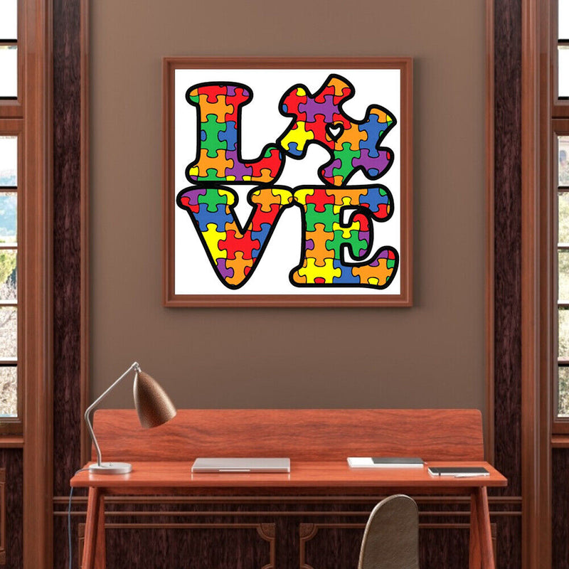 DIY Rhinestone Mosaic Love Letters Full Round Diamond Painting Kit Gift
