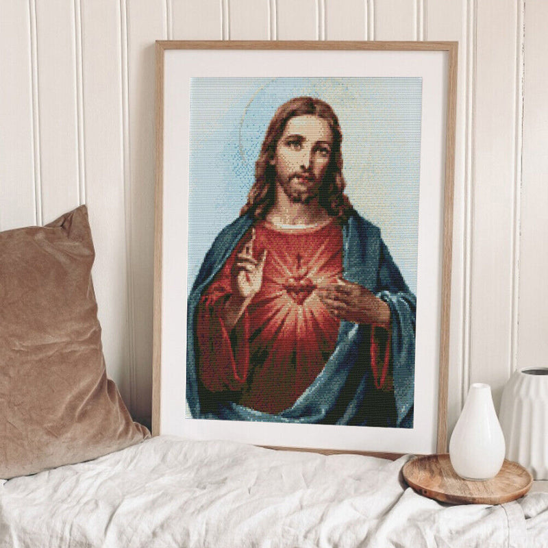 Holy Heart Jesus Full Cross Stitch 11CT Counted DIY Embroidery Cotton Thread Art