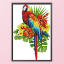 14CT Partial Cross Stitch Flower Parrot Counted DIY Embroidery Home Decoratio