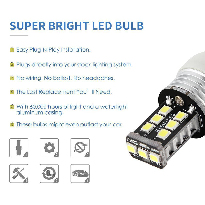 One Pair T20 15SMD 2835 LED Car Truck Turn Signal Lights Tail Lamp Bulb