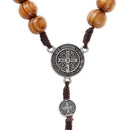 Chain Catholic Rosary Necklace Cross Pendant Cross Necklace Wood Beads Necklace