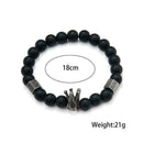 Men Fashion Black Lava Stone Crown Beaded Cuff Charm CL Q8X4 Bracelet K7G3