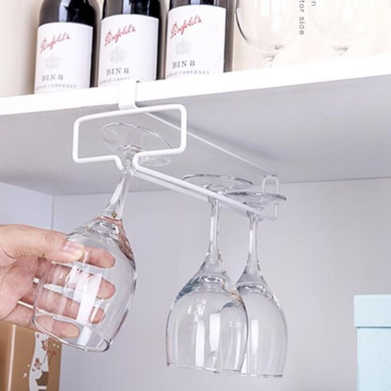 Home Wine Glass Holder Cabinet Stemware Organizer Rack Kitchen Tool (White)