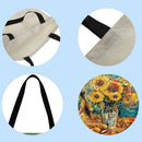Fashion Women Sunflower Girl Print Shoulder Shopping Bag Linen Tote Handbag