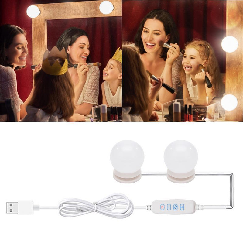 2pcs LED Makeup Mirror Light Bulb USB Dimmable Dressing Table Vanity Lamp Newly