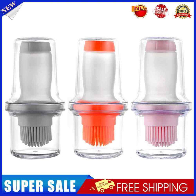 Portable Press Silicone Oil Bottle Brush Storage Cover Kitchen Tool 2pc