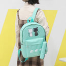 3pcs Composite Cats Canvas Girls Backpack Crossbody Bag Pencil Case(Green)