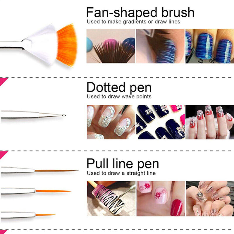 DIY Manicure Nail Art Tools Painting Drawing Dotting Foil Paper Sequins Line Kit