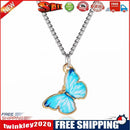 Color Butterfly Necklace Women Pendant Clavicle Chain Jewelry (Lake Blue)