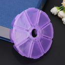 8 Compartment  Round Clear Plastic Storage Box Jewelry Organizer(Purple) Newly