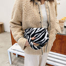 Portable Plush Shoulder Handbag Women Animal Print Underarm Bag Purse (4)