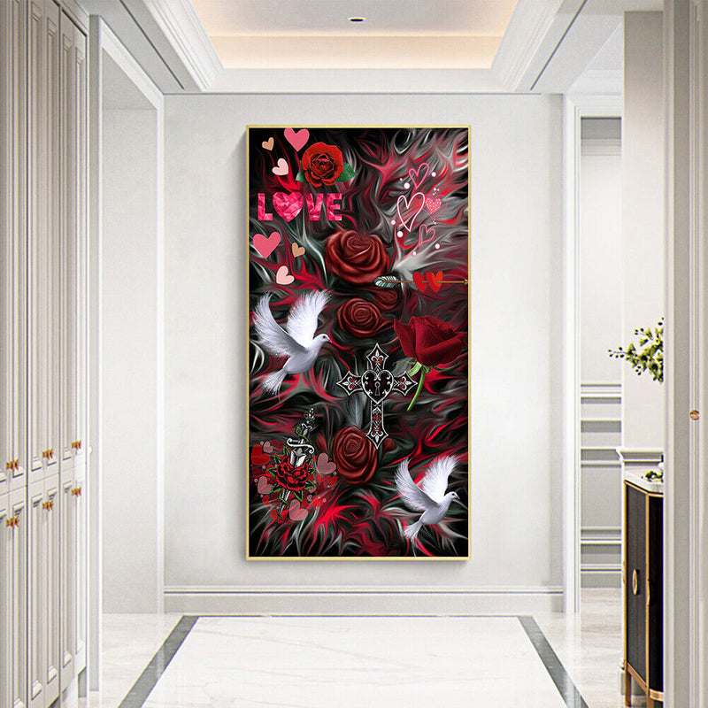 Cross and Dove on Flowers Oil Paint By Numbers DIY Frameless Drawing for Ad