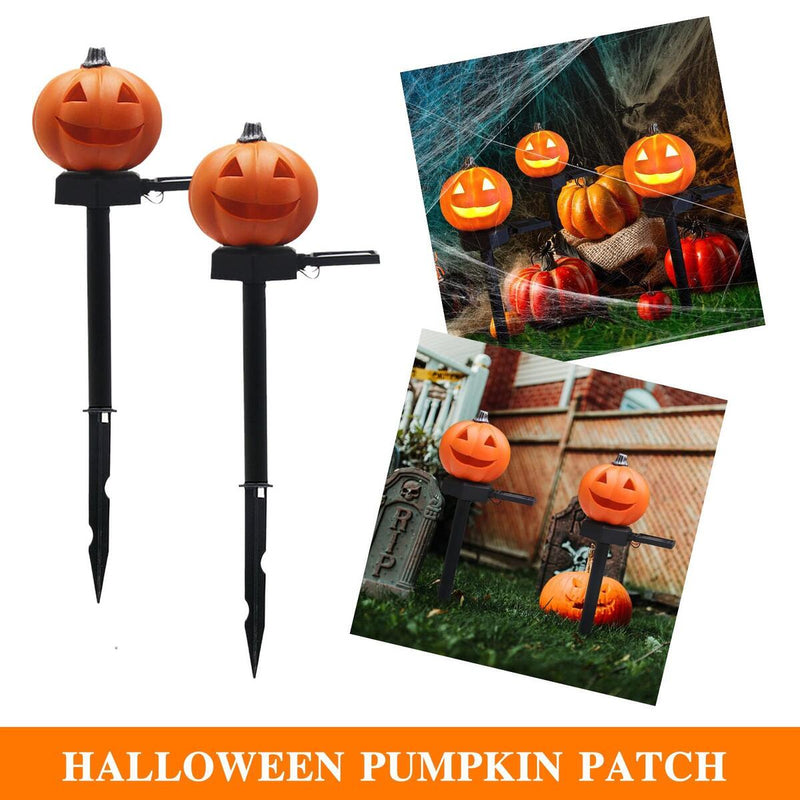 2 Pack Solar Powered Jack-O-Lantern Gar Halloween Decorations Outdoor~