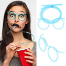 Flexible Soft Plastic Glasses Straw Kids Party Unique Drinking Tube (Blue) Newly