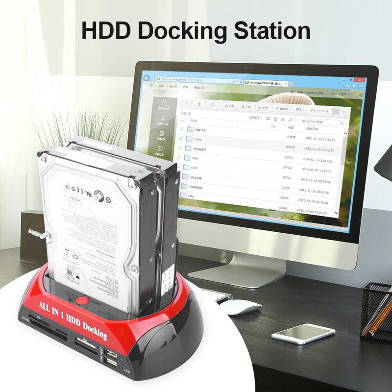 Dual Slot HDD Docking SATA IDE USB2.0 to 2.5 3.5 inch SSD Enclosure (EU)