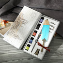 Gradient Feather Fountain Dip Pen Set Crystal Writing Pen Calligraphy Stationery
