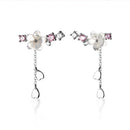 Charm Piercing Stud Earring Flower Earrings Tassel Cherry Blossoms Earring
