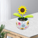 Solar Car Ornament Swing Flip Flap Pot Sunflower Auto Interior Decorations