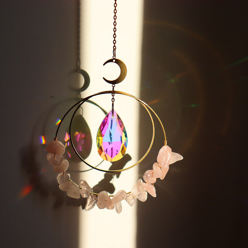 Moon Circle Crystal Suncatcher Lighting Accessories Curtain Home Garden Penda
