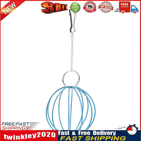 Stainless Steel Plating Pet Hay Manger Food Ball Rabbit Grass Rack (Blue) Newly