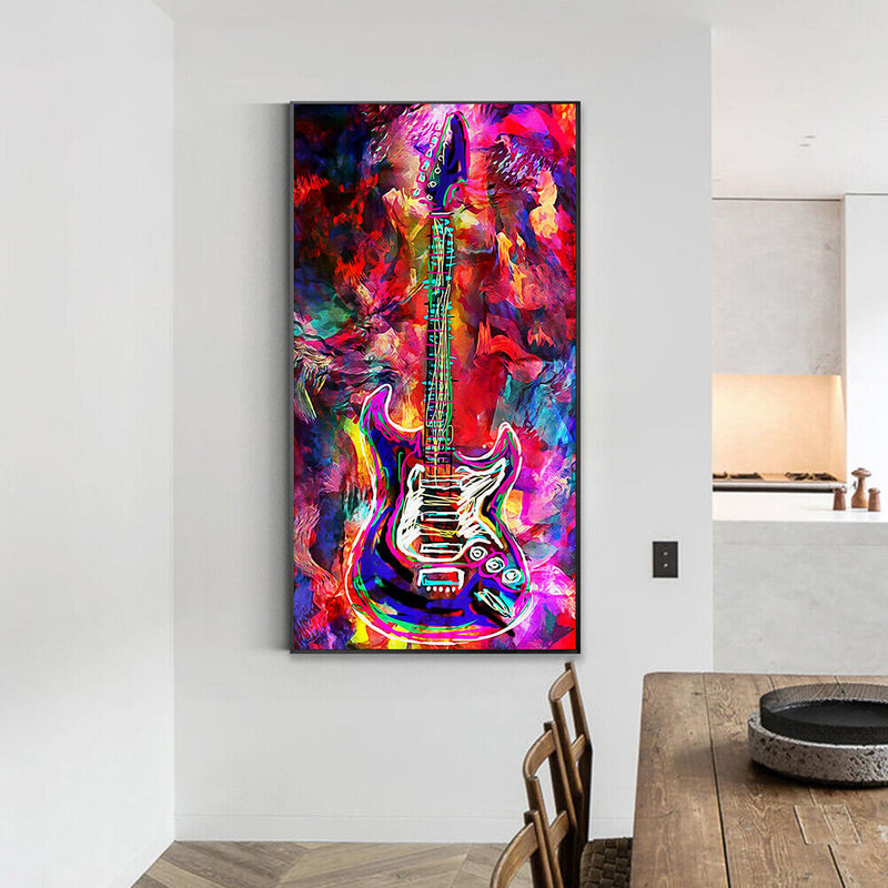 Abstract Guitar Oil Paint By Numbers Kit DIY Handpainted on Canvas Wall Unframed