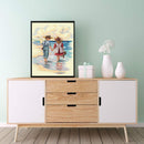 Partial Embroidery 11CT Cross Stitch Kit Seaside Boy and Girl DIY Stamped Newly