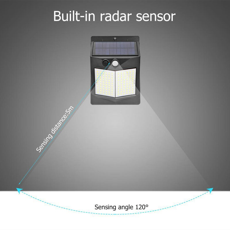 120LED Solar 3 Mode Light Control Garden Light PIR Motion Sensor Wall Lamp