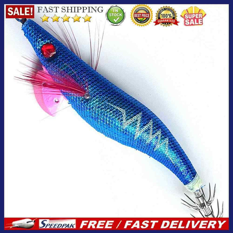 Luminous Fishing Lure Lifelike Wood Shrimp Squid Jig Hook Swimbait (Style A)