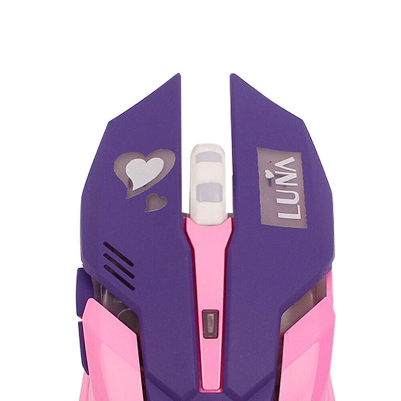 2.4GHz Wireless Optical Mouse 2400DPI Adjustable Mute Gaming Mice (Purple)