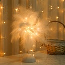 Modern Nordic Feather Light Romantic Atmosphere Lamp Bedside Decor (White) Newly
